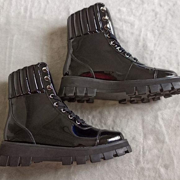 SCHUTZ Black Patent Combat Boots - Picture 7 of 10